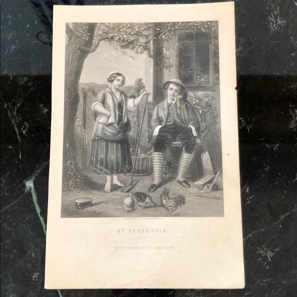 My Household 8.5" x 5.5" Antique Engraving/Print